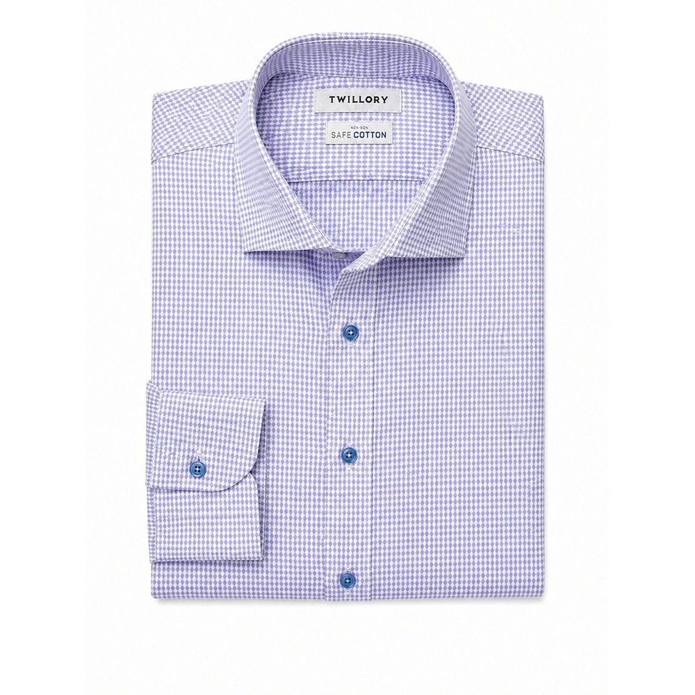 Twillory Men's Tailored Fit Dress Shirt Textured Knit Pink Blue- 16.5